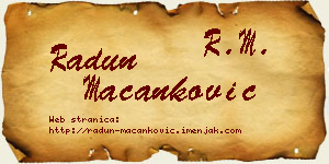 Radun Macanković vizit kartica
